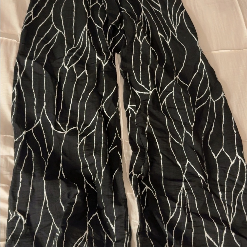 Primark Black and White Wide Leg Pants